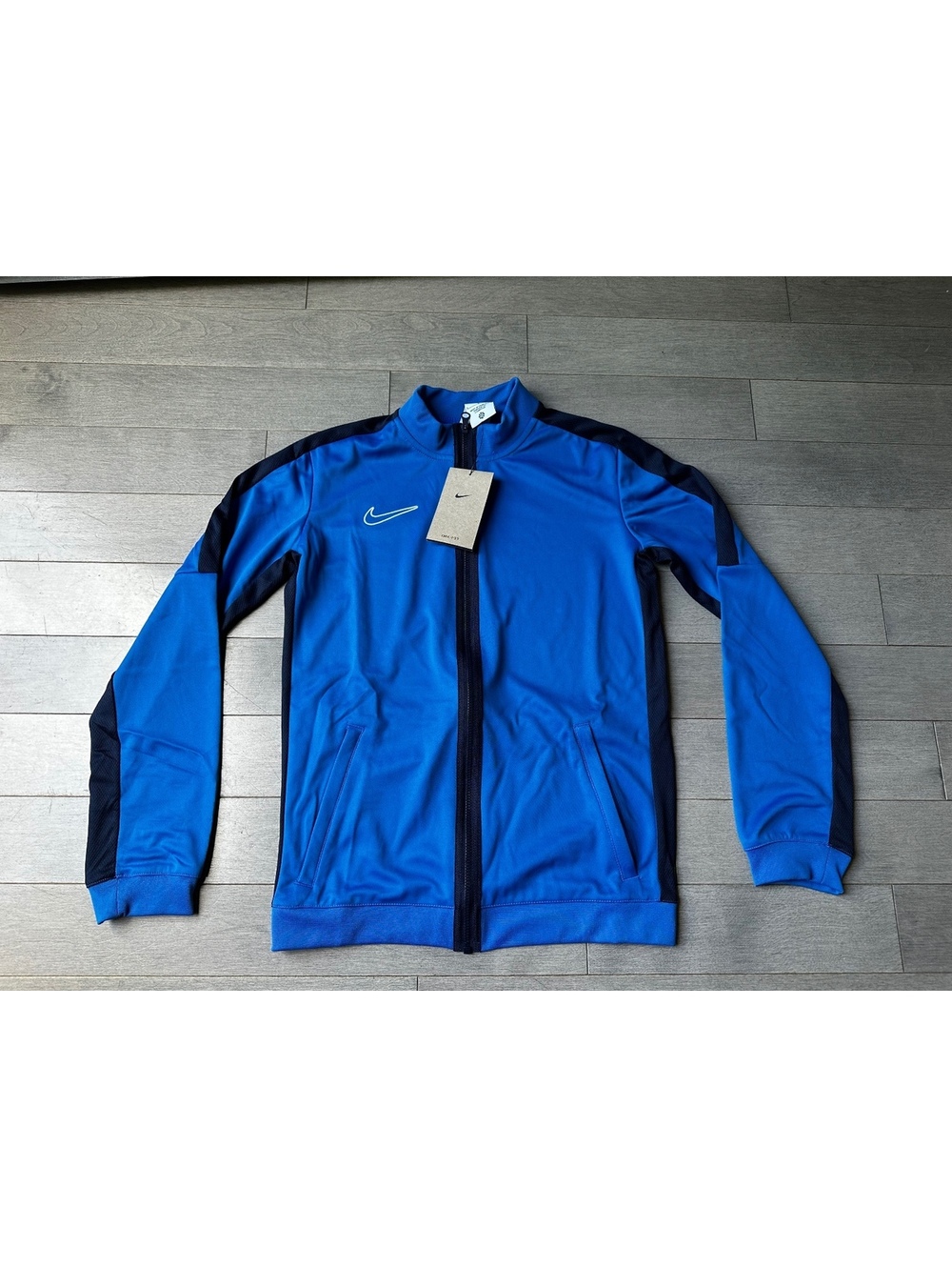 Kids Boys Nike Blue and Black Track Jacket Full Zip Pockets School NWT Size L